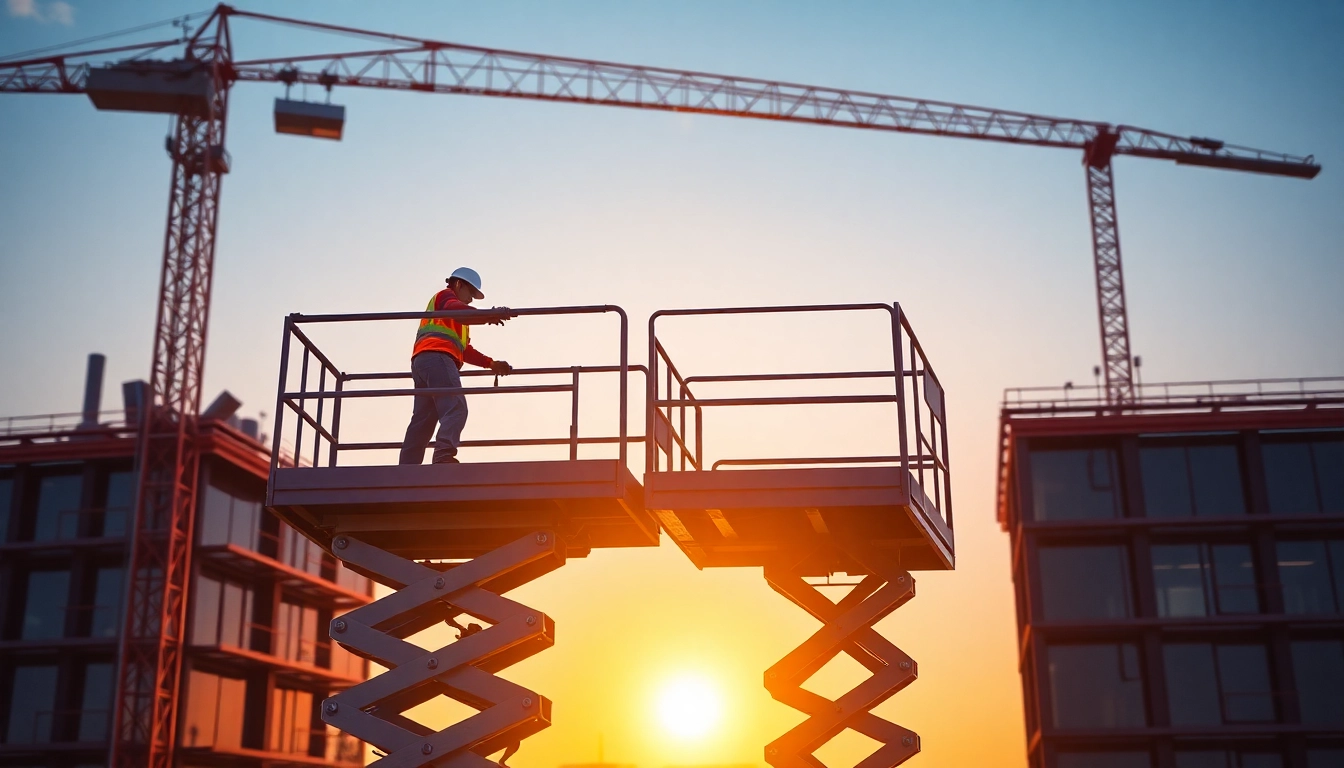 Efficient scissor lift rental for construction workers enhancing job site access and safety.