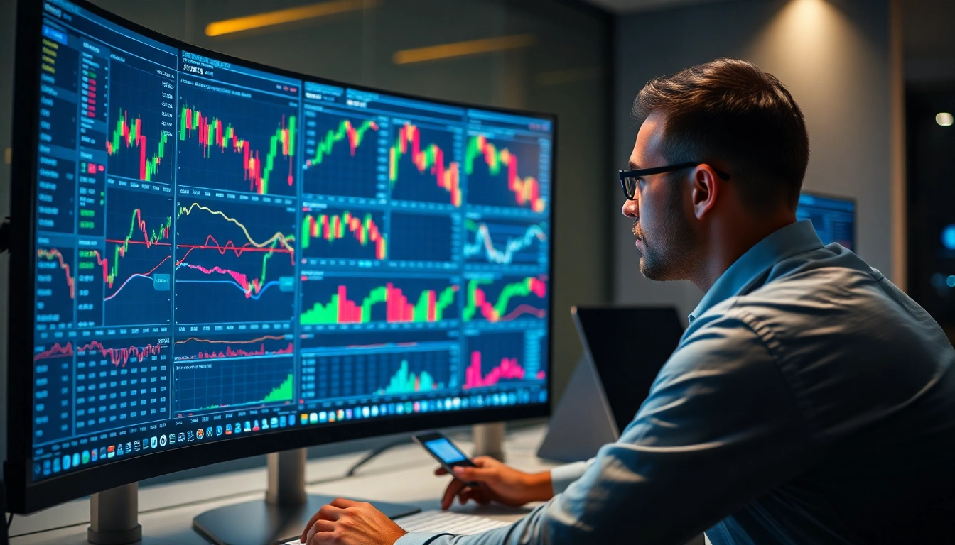 Trading view platform displaying detailed market charts with candlesticks and analysis tools